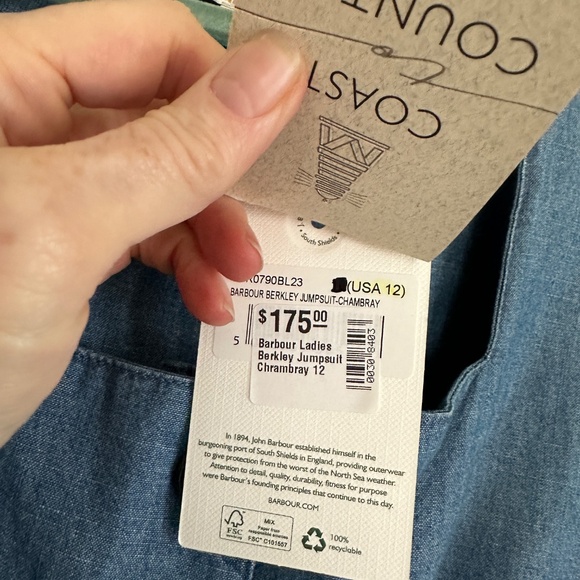 Barbour Chambray Jumpsuit – Size 8 (NWT!) - Picture 2 of 2